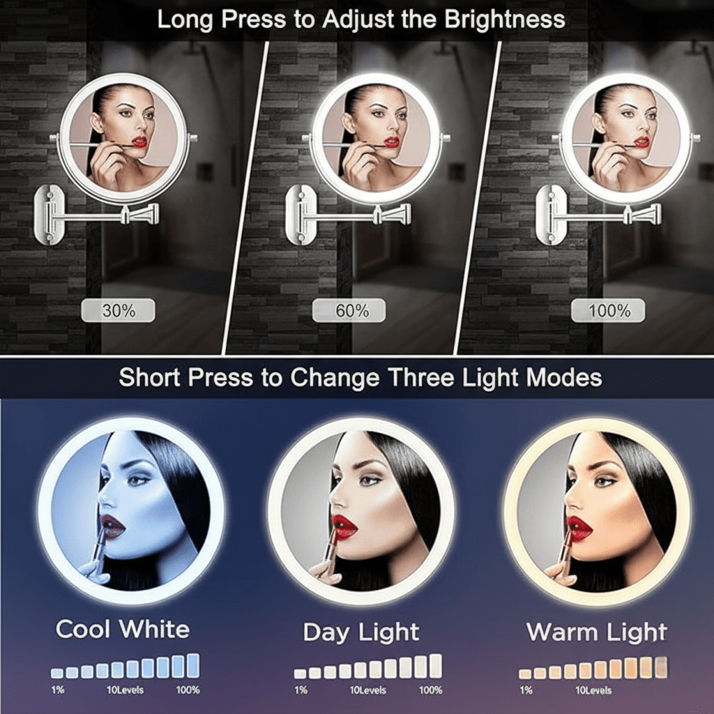 LED-Vergrößerungsspiegel mit Akku